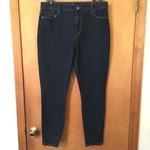 Loft High Rise Skinny Ankle Dark Wash Jeans